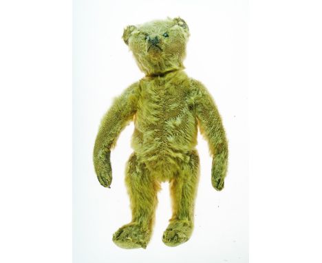 Small early 20th Century Steiff pale mohair teddy bear, button to ear, black boot button eyes, hump to back, pronounced muzzl