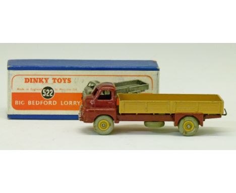 Dinky die-cast - Big Bedford Lorry, dark red and light brown (522), boxed  Condition: Please see extra images and TELEPHONE d