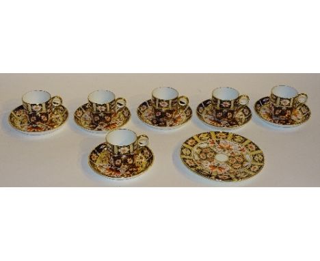 A part Royal Crown Derby coffee set, with six cups, six saucers and side plate (13)