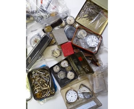 A collection of vintage wristwatches and watch parts, to include Tudor lady's cocktail watch, military Doxa gun metal pocket 