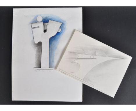 Peter Thursby (British 1930-2011) - two abstract studies in pencil and watercolour, both signed. The first dated 2007, the ot