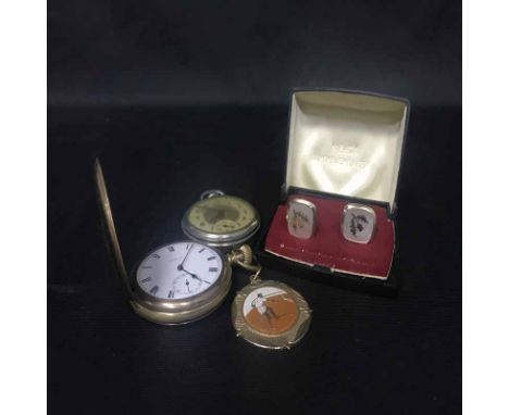 GENTS ROTARY GOLD WRISTWATCHand a collection of costume jewellery including an identity bracelet, pocket watches, cufflinks e