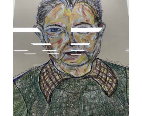 PORTRAIT OF A MAN,coloured chalk on paper 70cm x 49cmframed and under glassandSAMUEL ROBIN SPARKMARCIER76cm x 50cmsigned and 