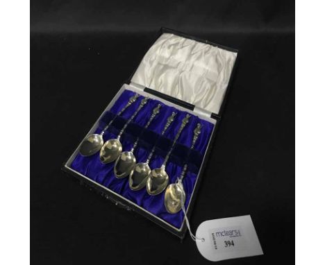 SET OF SIX CHINESE SILVER TEASPOONSwith figure finial 