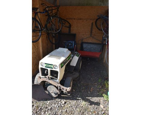 A BOLENS 1600 HYDRO ELIMINATOR RIDE ON LAWNMOWER, with an unbranded trailer, Ingersoll hi sweep 38 lawn sweeper with collecto