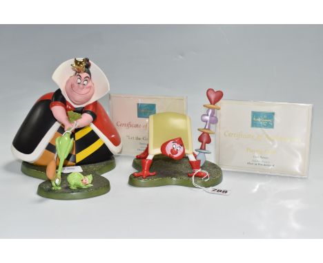 TWO WALT DISNEY ALICE IN WONDERLAND FIGURINES, comprising Queen of Hearts 'Let the Game Begin' issued in 1998 and Card Painte