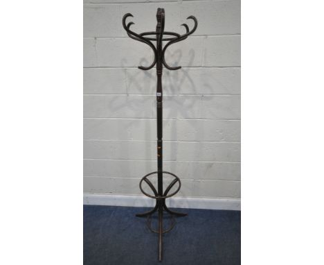 A 20TH CENTURY BENTWOOD HAT/COAT STAND, with six hooks, height 187cm, condition report: one hook broken, other general signs 