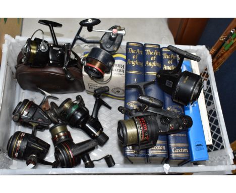 A BOX AND LOOSE FISHING RODS, REELS, ETC, to include an E R Craddock 'Classic' rod, a W A Allcock &amp; Sons rod, a Sealey Oc