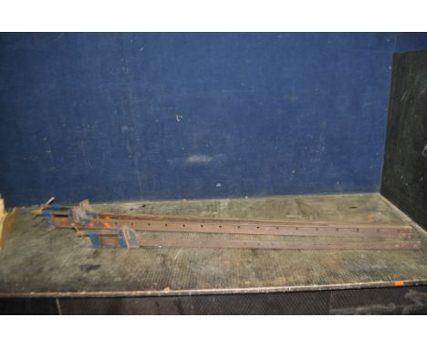 THREE RECORD SASH CRAMPS, comprising two 138s 150cm long, and a 135 120cm long (3)