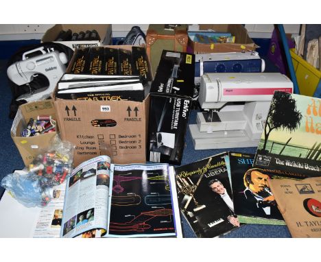THREE BOXES AND LOOSE MISCELLANEOUS ITEMS to include six ring binders of Dinosaurs! magazines, a box of eight-ring binders of