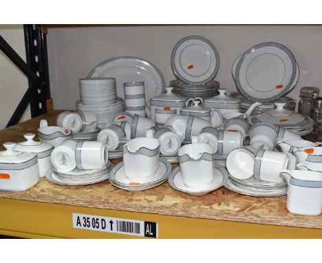 A ROYAL DOULTON 'ETUDE' PATTERN DINNER SERVICE, comprising two oval meat plates, twelve soup dishes, twelve dessert dishes, t
