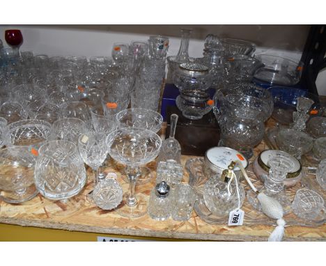 A LARGE GROUP OF CUT CRYSTAL AND GLASSWARE, to include a pair of Thomas Webb wine glasses, a boxed Gleneagles Crystal fruit b