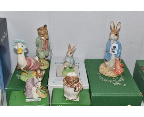 SIX BESWICK BEATRIX POTTER FIGURES, comprising boxed Peter and the Red Pocket Handkerchief, limited edition 187/1947, BP-9c b