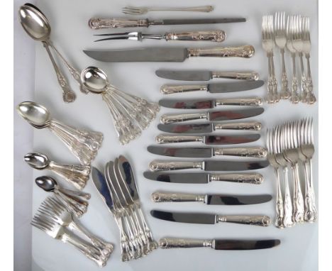 A part-suite of silver plate Kings pattern cutlery - by K. Bright Ltd., six place settings, comprising six each of table fork