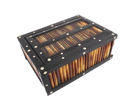 An early Porcupine quill and ebony trinket box.