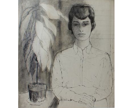 After August Mosca 'My Daughter - 1965' Print (59 x 52.5 cm) Ebonised frame (82 x 74.5 cm)