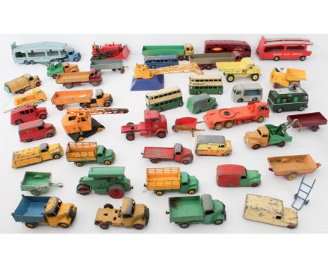 A box of 1950s-60s Dinky Toys diecast commercial vehicles - including a 501 Foden Dropside; a 934 Leyland Octopus; a 250 Fire