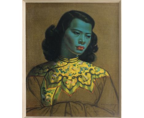 after Vladimir Tretchikoff (Kazakhstan, 1913-2006) 'Chinese Girl' colour print, painted wooden frame 23½ x 19½in. (59.7 x 49.