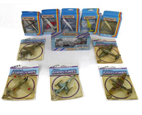 Matchbox Skybusters diecast aircraft - 1980s, five boxed examples (M, boxes F-G); together with a Matchbox Convoy CY11 Kenwor