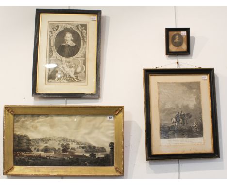 Four&nbsp;18th century prints:  1.&nbsp;J. Houbraken 'John Pym Esq.' mezzotint&nbsp;portrait engraving,&nbsp;pub.&nbsp;J. &am