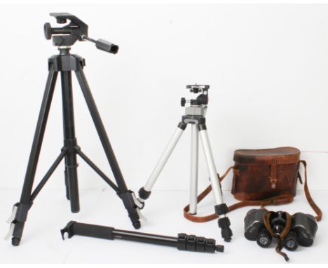 A pair of leather cased Brystar 8x40 binoculars by Wray of London - together with a Manfrotto 790B monopod, a Cullman 2130 tr