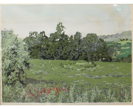 L. Hardy 'Meadows' print - signed, dated '82 and numbered 1/9 in pencil (46.5 x 63 cm) parcel-gilt frame (67 x 79 cm)