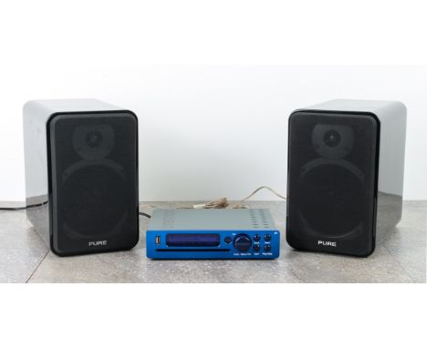 A Brennan JB7 CD 320GB hard drive digital jukebox music system - with mains power adaptor, remote control and a pair of Pure 