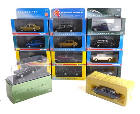 Fourteen boxed 1/43 scale diecast model cars by Vanguards - including a VA 02618 Hillman Imp Blue Metallic; VA 04005 Singer C