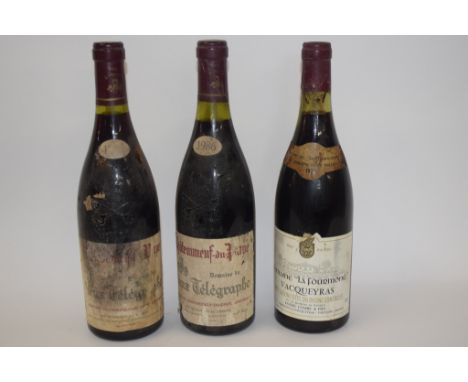 2 bts 1986 Chateauneuf du Pape Vieux Telegraphe , t/w 1 bt 1978 Vacqueyras La Fourmone, R Combe