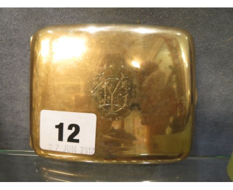A 9ct gold cigarette case with engraved initials, 109.9 grams