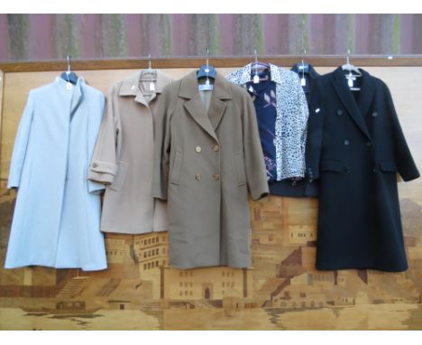 Vintage designer clothing: A pale grey Cinzia Rocca wool 3/4 ladies' coat, a light brown Daks wool thigh-length ladies' coat,
