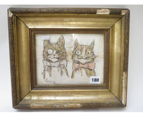 In the manner of Louis Wain - a study of two cats, watercolour, signed lower left corner, 13 x 11