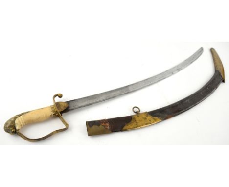 Georgian Royal Rifle brigade sword with lion pommel and Royal cipher, curved blade, 79 cms, remains of markings on blade rubb