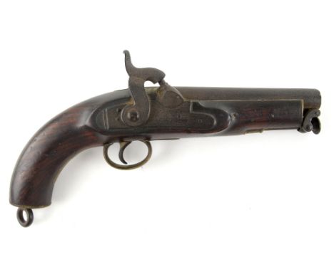 Victorian percussion Coast Guard or sea service belt pistol, the lockplate with Tower 1847, crowned reign mark, and arrow, sw