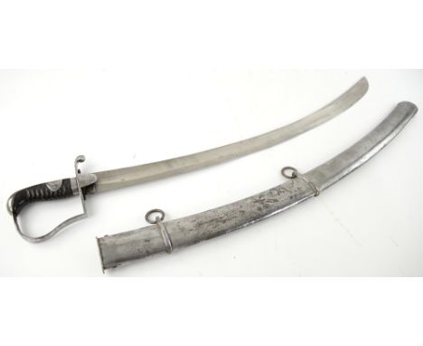 British 1796 pattern light cavalry trooper's sabre, by Thomas Craven, with steel scabbard,the 82cm curved blade with broad si