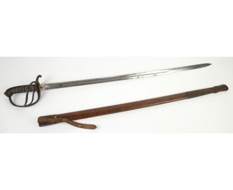 Artillery officers dress sword .    length of blade 84cm, handle worn wire work coming away in places, losses to surface area