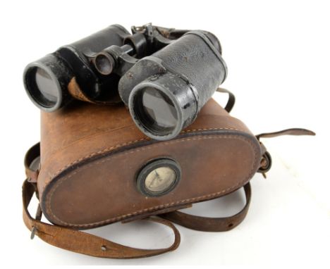 Pair of Carl Zeiss DF 6 x 42 binoculars, No 678042 with sprung leather lens cover the carry case fitted with a compass fitted