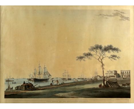 Thomas Daniell R.A (British, 1749-1850). View taken on the Esplanade Calcutta' (India). Aquatint in colours. Published by Rob