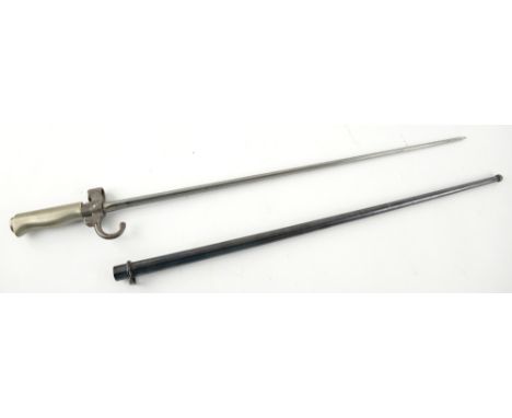 French bayonet in metal scabbard, 52 cms blade.    