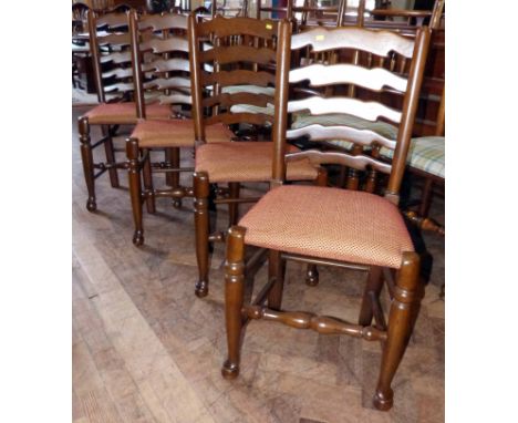 Set of 4 reproduction ladder-back dining chairs Condition report: see terms and conditions