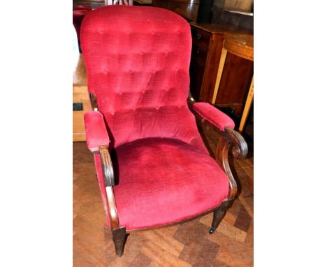 Victorian rosewood button-back chair Condition report: see terms and conditions
