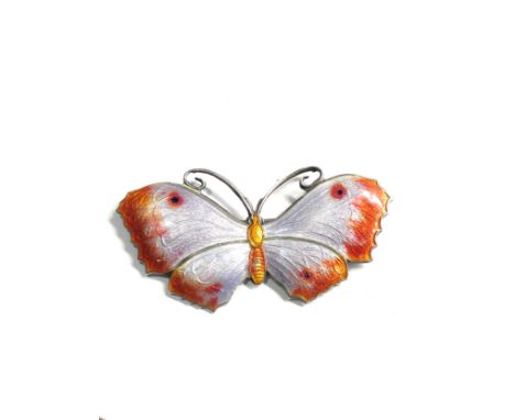 Sterling silver &amp; enamel butterfly brooch measures approx 5.5cm by 3cm in good condition 