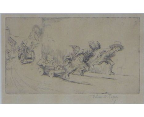 EILEEN ALICE SOPER (ENGLISH 1905-1990), GO-CART, signed etching, framed under glass, 19 X 12 cm