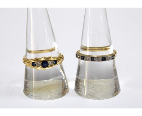 A late Victorian 18ct gold sapphire and diamond ring, Chester 1899, together with another 18ct gold sapphire and diamond ring
