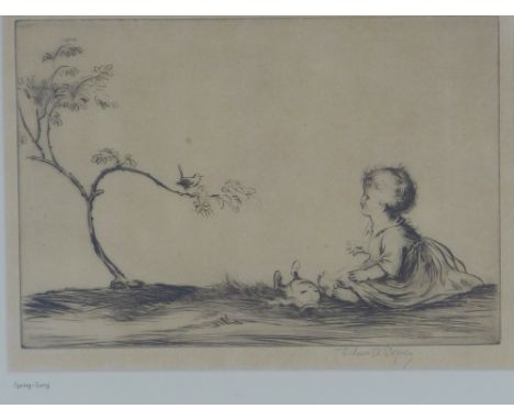 EILEEN ALICE SOPER (ENGLISH 1905-1990), SPRING-SONG, signed etching, framed under glass, 26 X 18cm