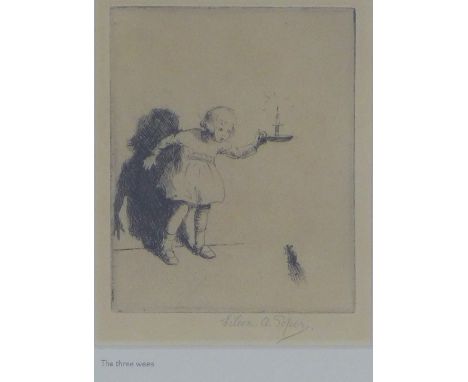 EILEEN ALICE SOPER (ENGLISH 1905-1990), THE THREE WEES, signed etching, framed under glass, 12 X 15cm