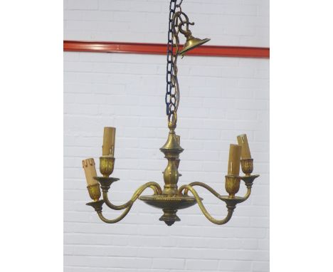 Vintage five branch brass chandelier, 45 x 58cm.