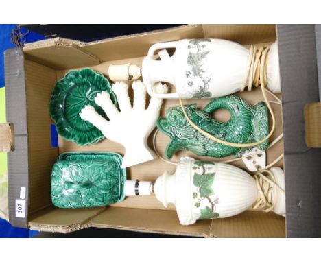 A collection of Wedgwood Items to include: Napoleon Ivy lamp base, similar trial piece, gurgle jug, butter dish &amp; similar