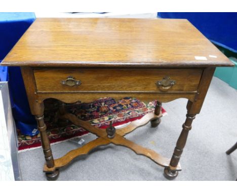 20th Century Oak Console Table: with unusual stretchers 