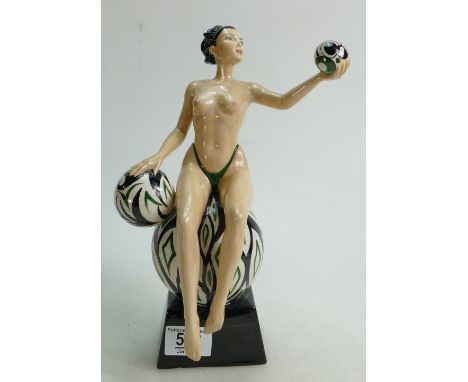 Kevin Francis erotic figure Isadora: in green &amp; black geometric colourway, marked Artists colourway 1 of 1 by M Jackson.